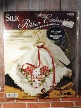 Vintage Craft Kit Bucilla Silk Ribbon Embroidery 1995 Angel Sealed